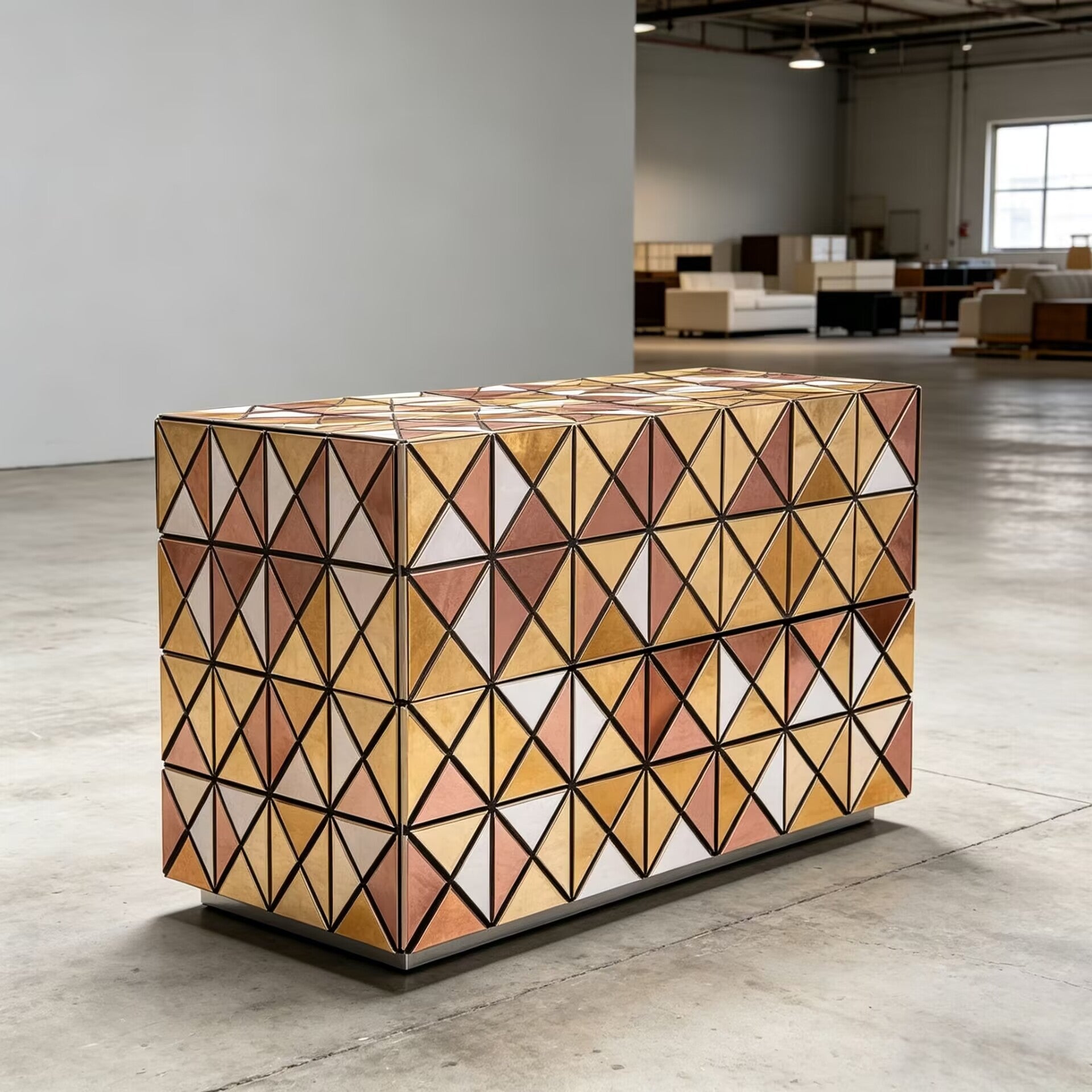 Pixel High Quality Art Hand-Painted Solid Wood Metal Nightstand