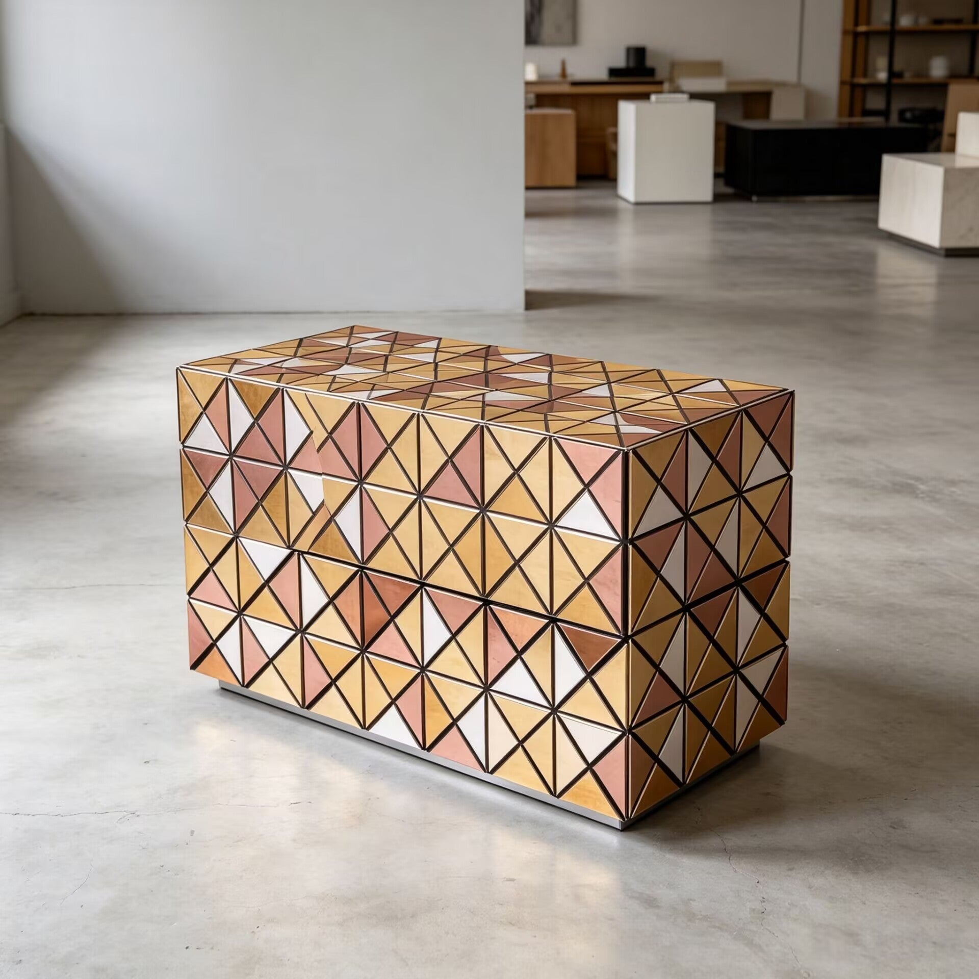 Pixel High Quality Art Hand-Painted Solid Wood Metal Nightstand