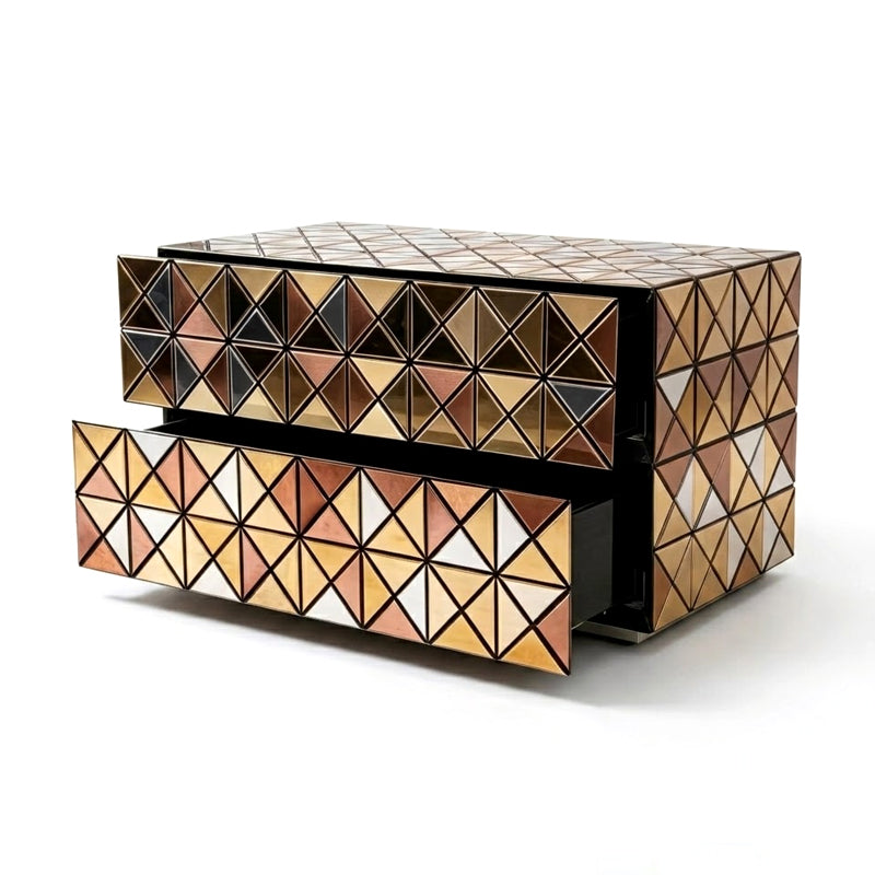 Pixel High Quality Art Hand-Painted Solid Wood Metal Nightstand
