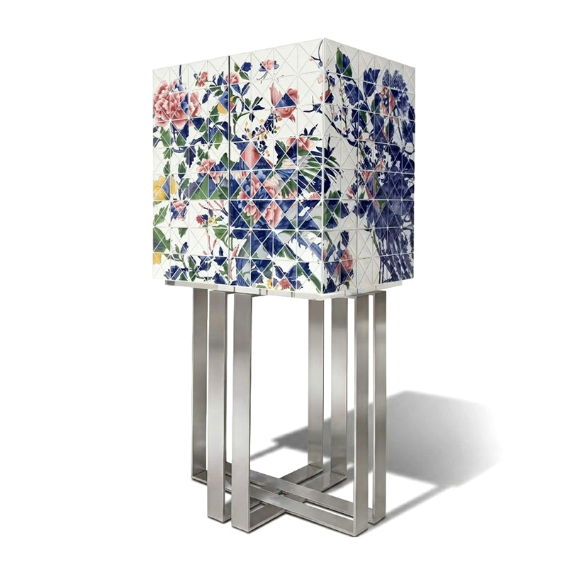 Pixel Once Upon A Time Italian Luxurious Artistic Ceramics Wine Cabinet