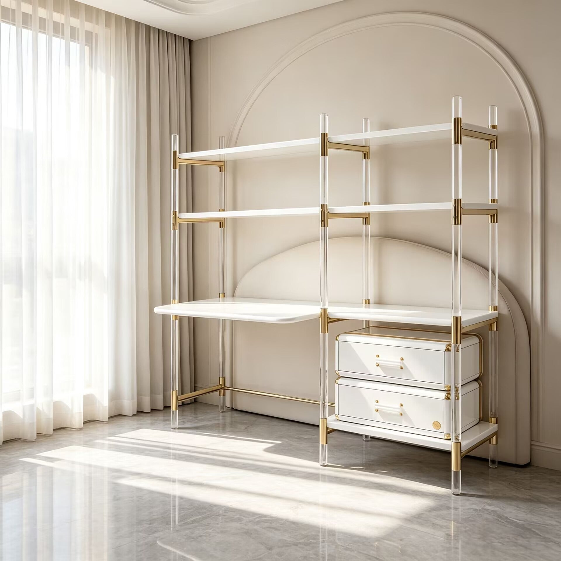 Puzzled Modern Creativity Acrylic Minimalist Solid Wood Bookcase