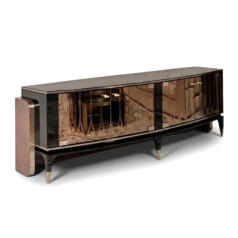 Palawan Villa Living Room High-End Solid Wood Glass Tv Cabinet