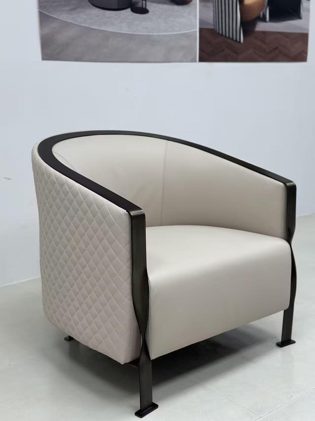 Paris Villa High Quality Luxury Metal Creativity Single Leather Armchair
