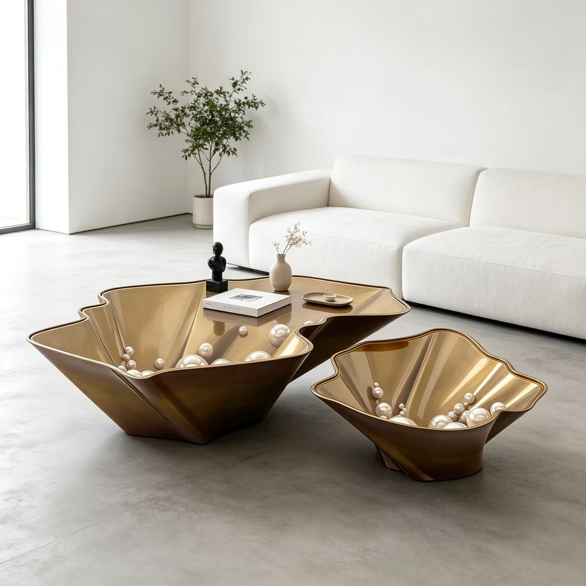 Pearls Luxury Creativity Irregular Tempered Glass Combination Coffee Tables