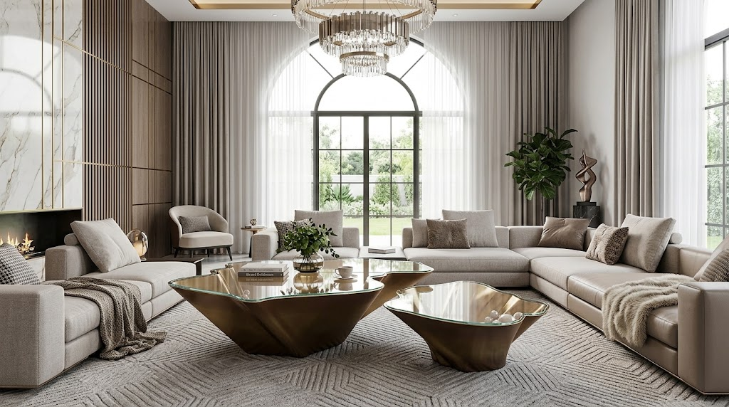 Pearls Luxury Creativity Irregular Tempered Glass Combination Coffee Tables