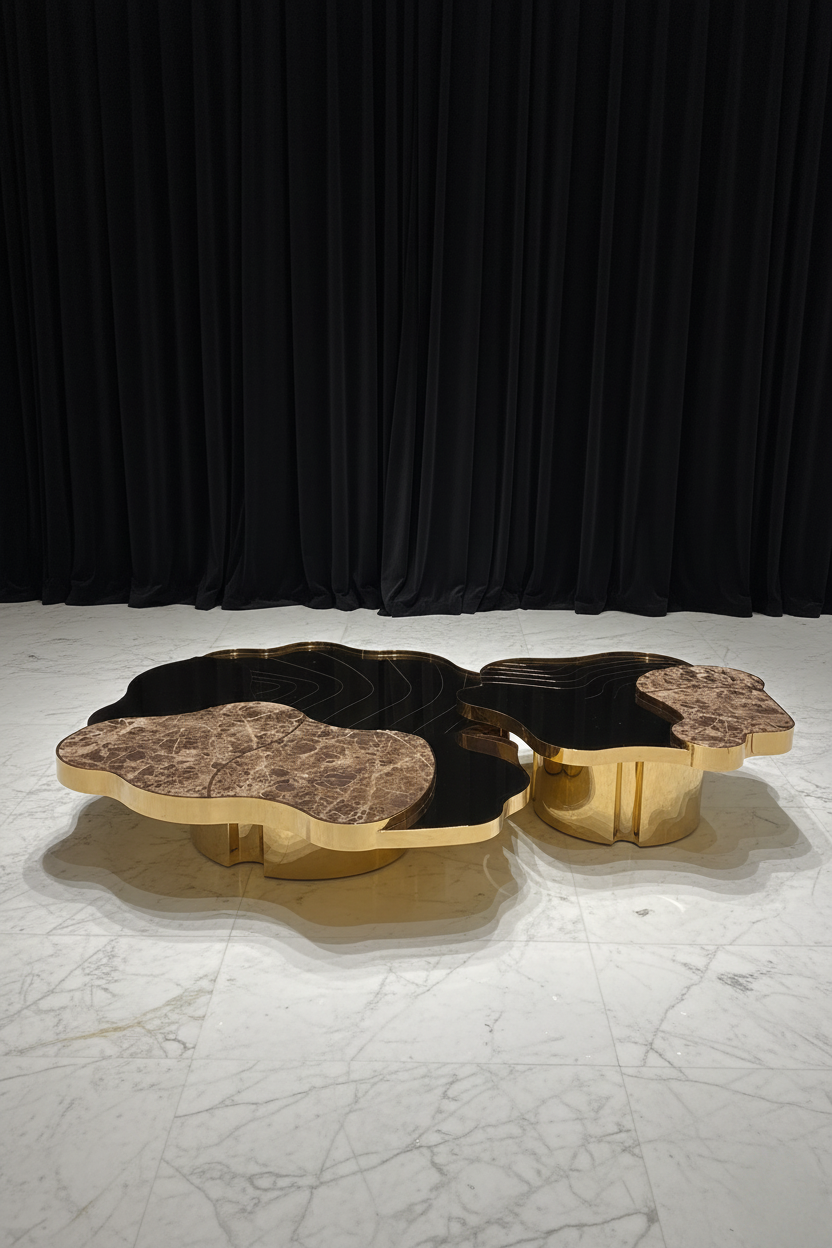 High-end villa living room Metal Marble Petal coffee table