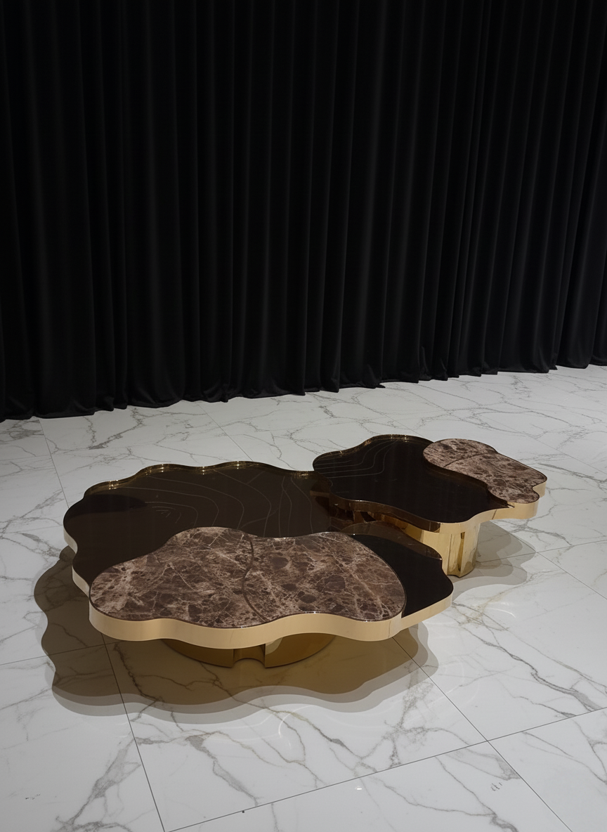 High-end villa living room Metal Marble Petal coffee table