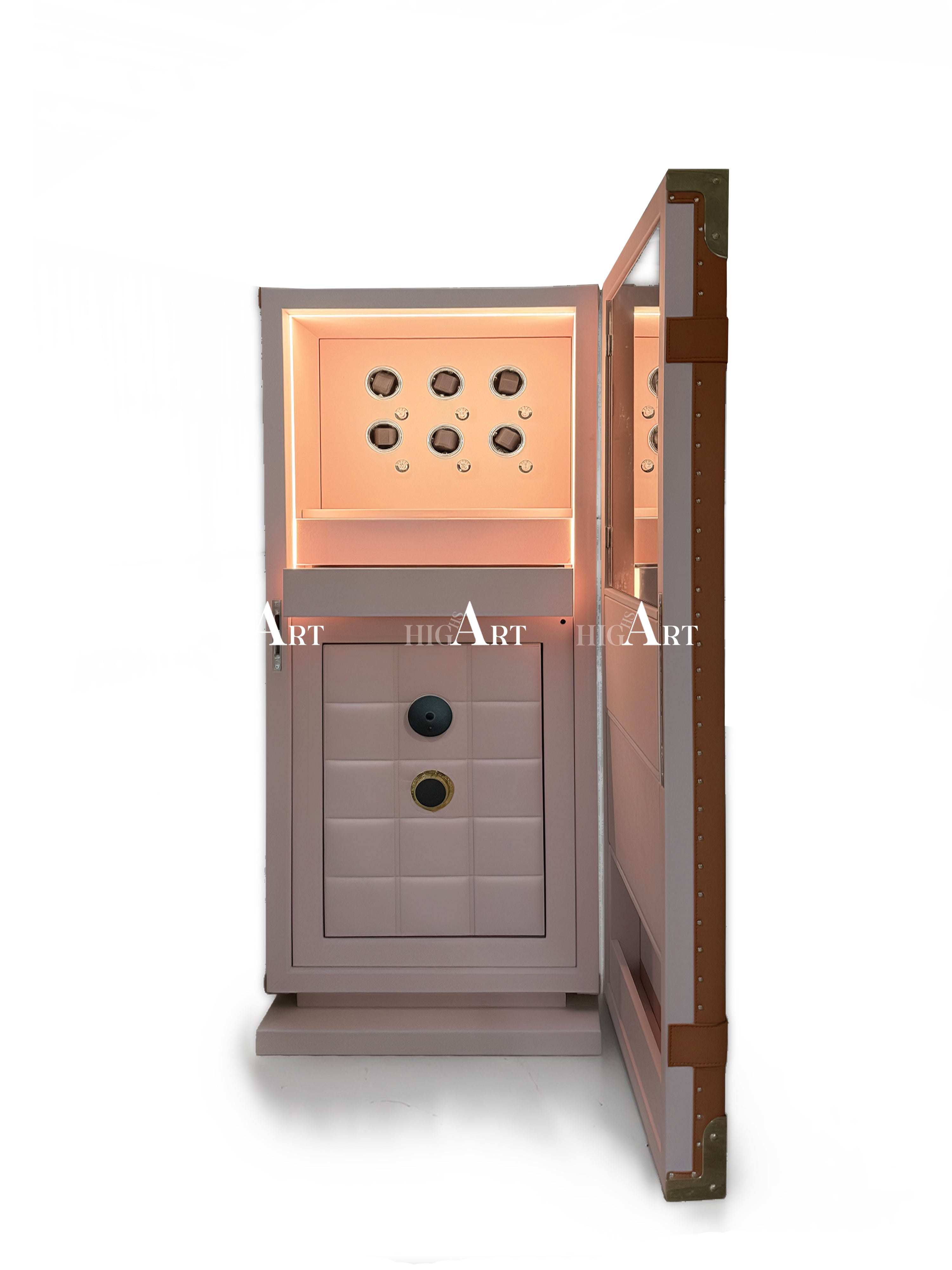 Black Leather Electronic combination lock safe Italian design