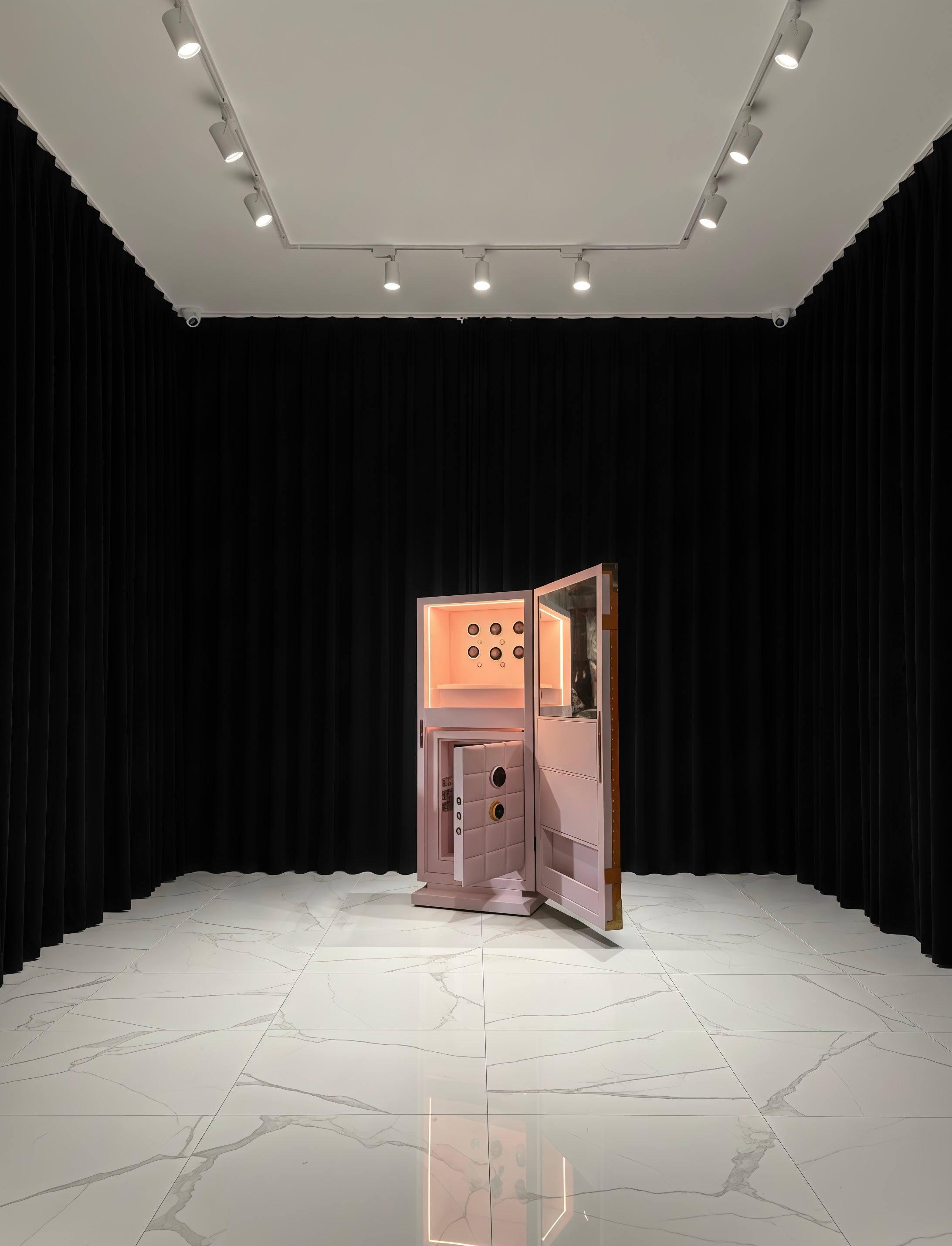 Black Leather Electronic combination lock safe Italian design