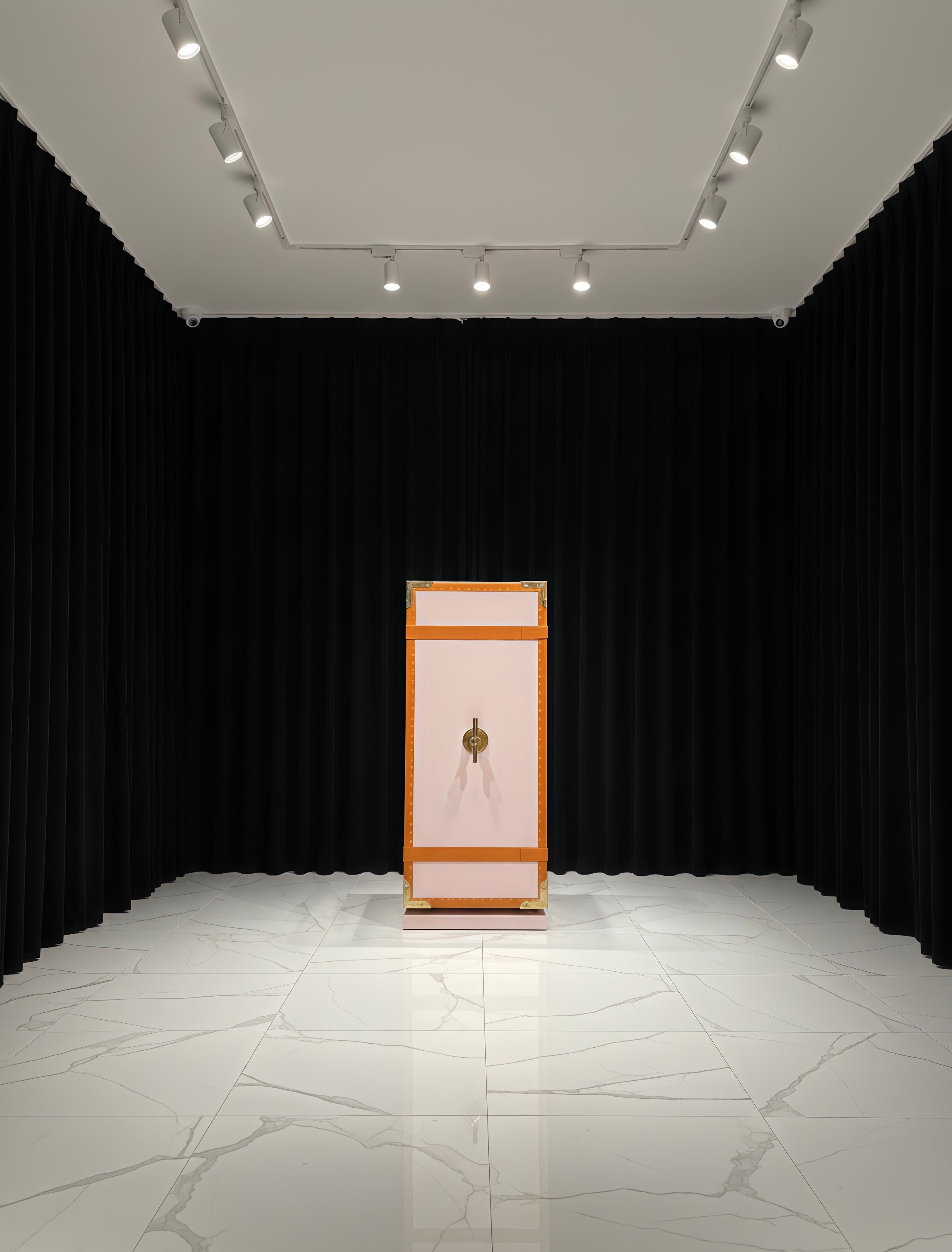 Black Leather Electronic combination lock safe Italian design