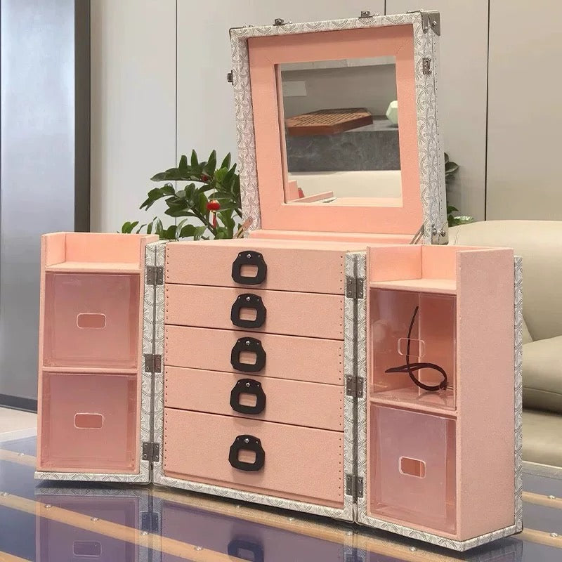 Pink girly jewelry cabinet with exquisite storage