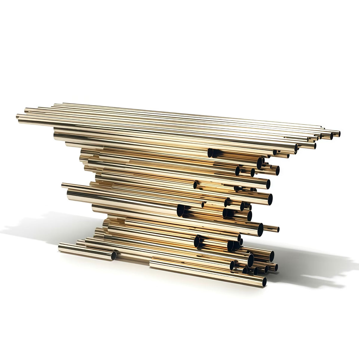 Pipe Show Luxury Simple Irregular Upscale Metal Stacking Gold Console