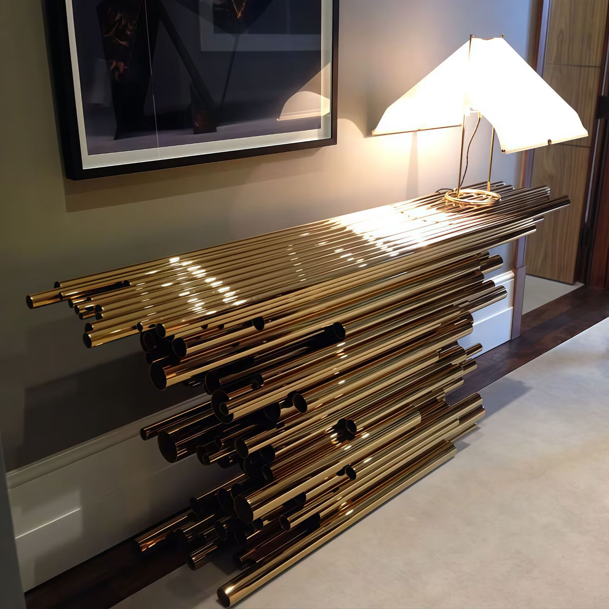 Pipe Show Luxury Simple Irregular Upscale Metal Stacking Gold Console