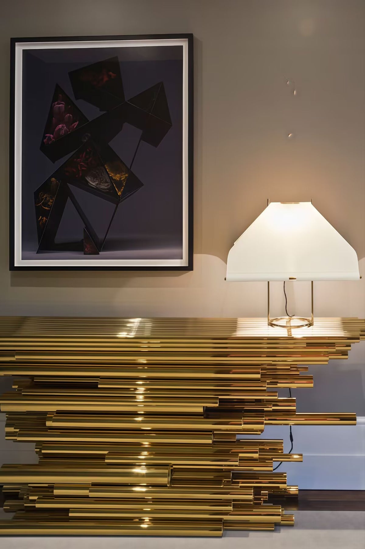 Pipe Show Luxury Simple Irregular Upscale Metal Stacking Gold Console