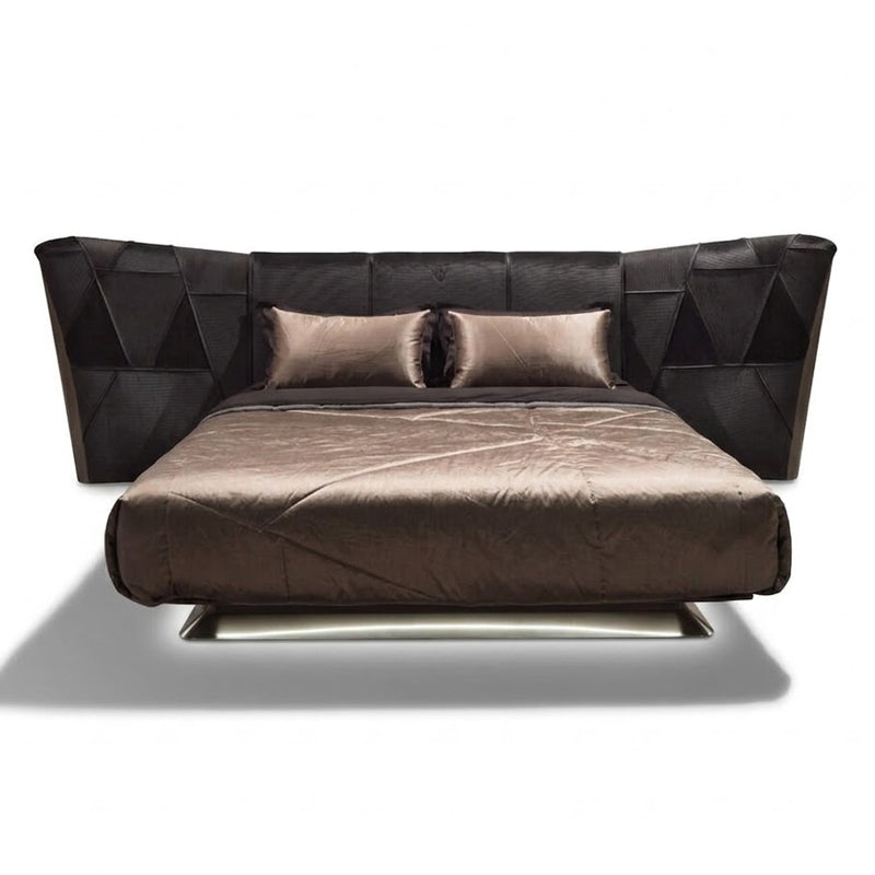 Plaza Italian Luxurious Solid Wood Designer Leather Black Bed