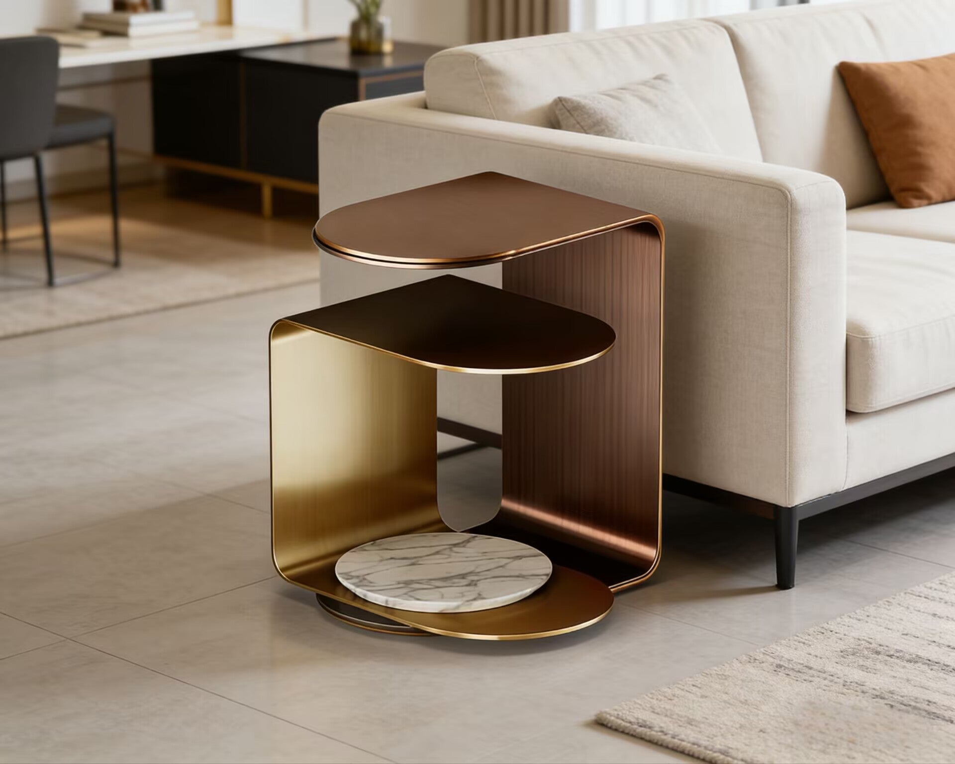 Power Modern Simplicity Movable Stainless Steel Side Table