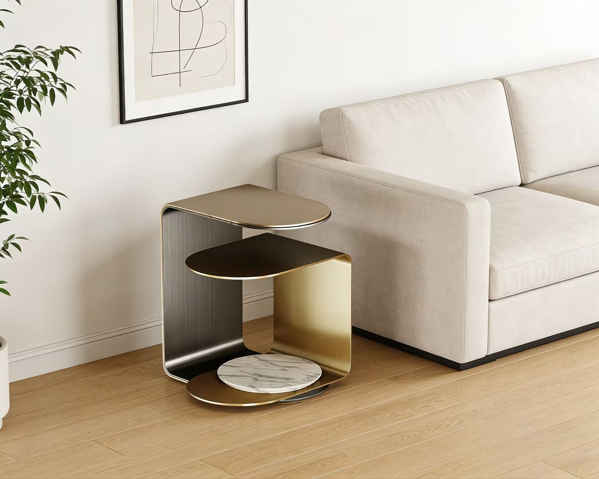 Power Modern Simplicity Movable Stainless Steel Side Table