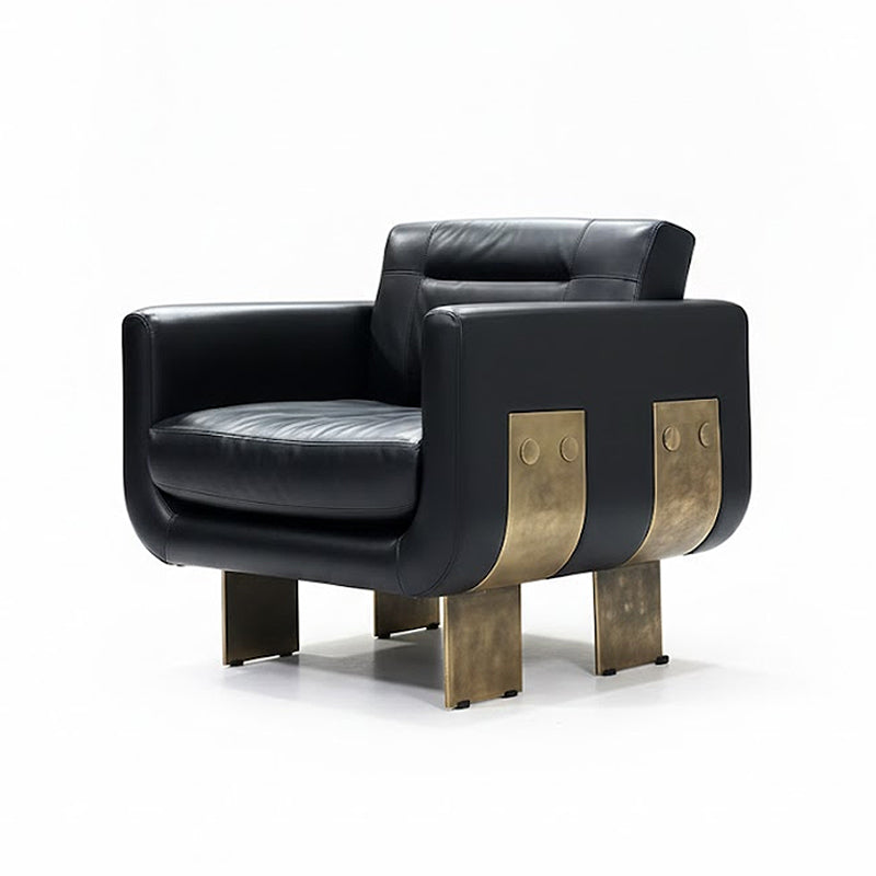 Primal High-End Stainless Steel Art Genuine Leather Lounge Chair