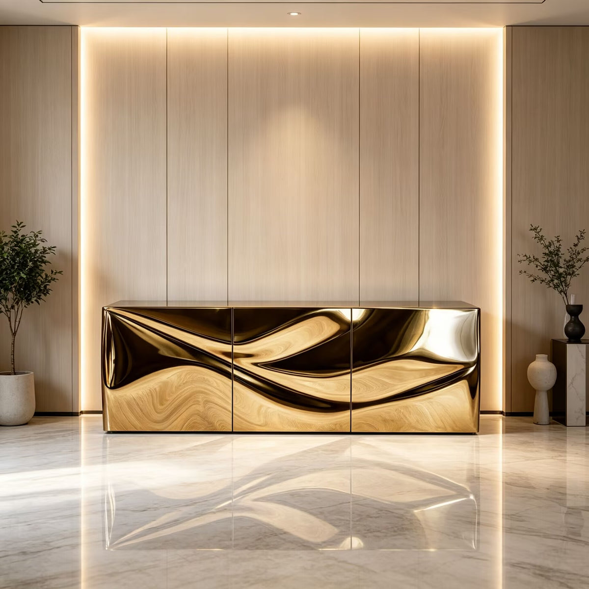 Radiance Italian Upscale Creativity Stainless Steel Gold Sideboard
