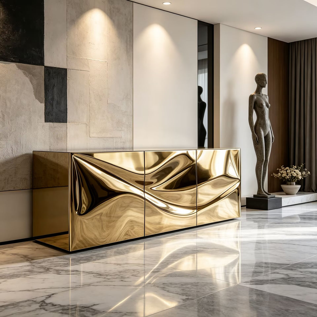 Radiance Italian Upscale Creativity Stainless Steel Gold Sideboard