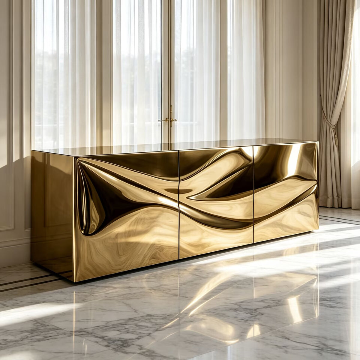 Radiance Italian Upscale Creativity Stainless Steel Gold Sideboard