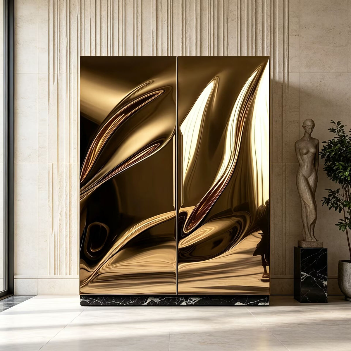 Radiance Creativity Curved Surface Stainless Steel Wardrobe