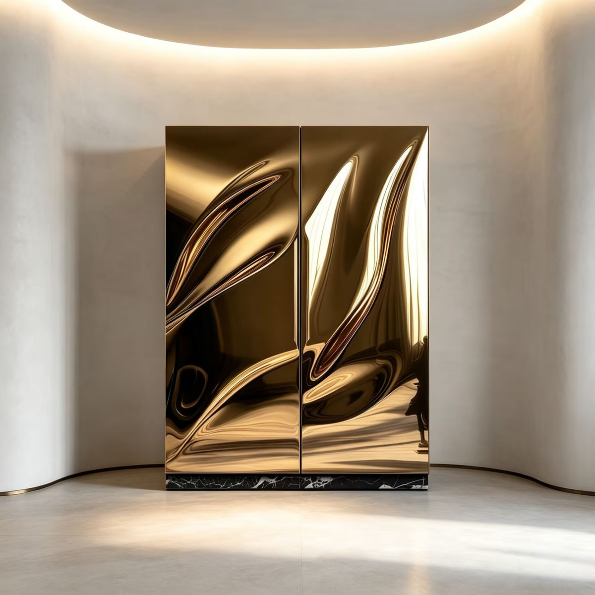 Radiance Creativity Curved Surface Stainless Steel Wardrobe