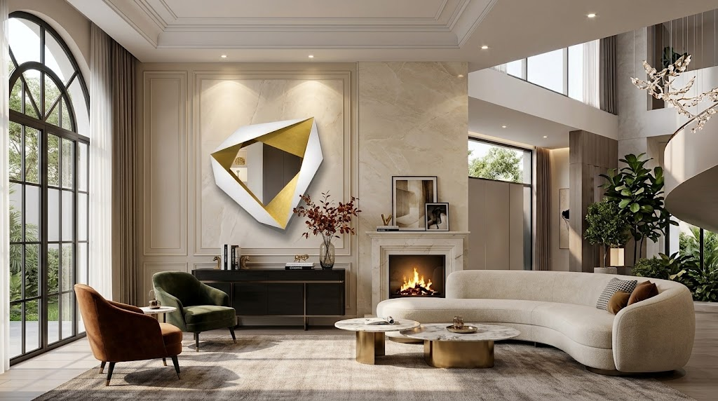 Reaction Modern Artistic Geometry Wall-Mounted Solid Wood Miroir