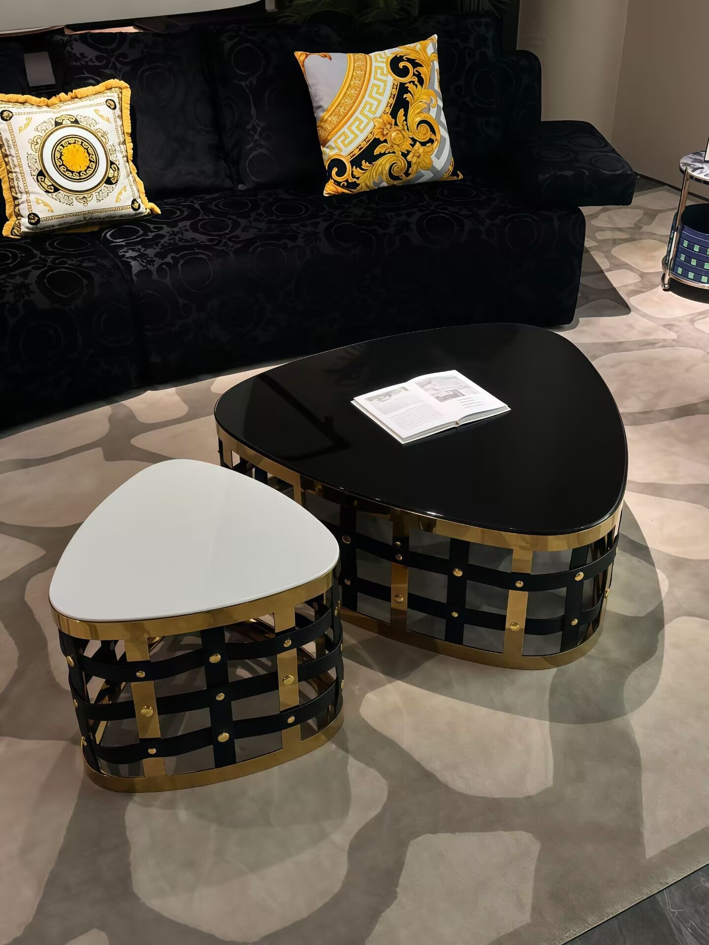 Rhapsody Artistic Metal Designer Glass Combination Coffee Table