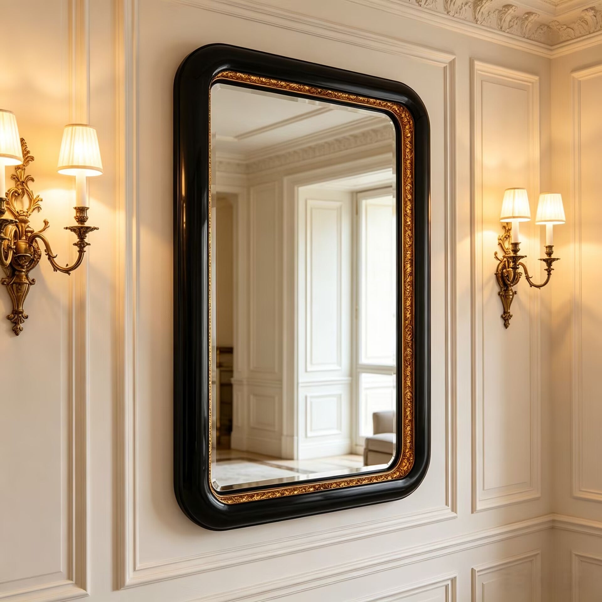 Ring Italian Upscale Minimalist Solid Wood Rectangular Mirror