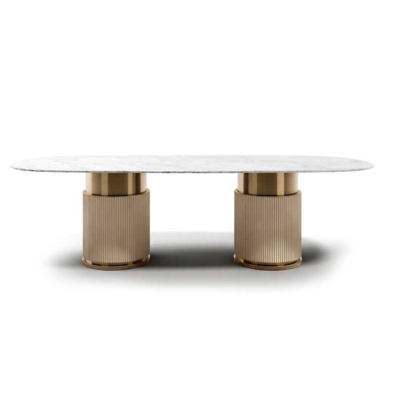 Rock Oval Designer Stainless Steel Minimalism Marble Dining Table
