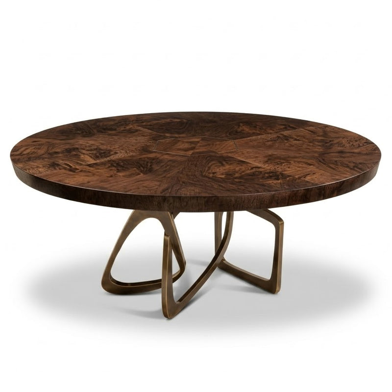 Round Bangle Unique Creativity Stainless Steel Solid Wood Dining Table