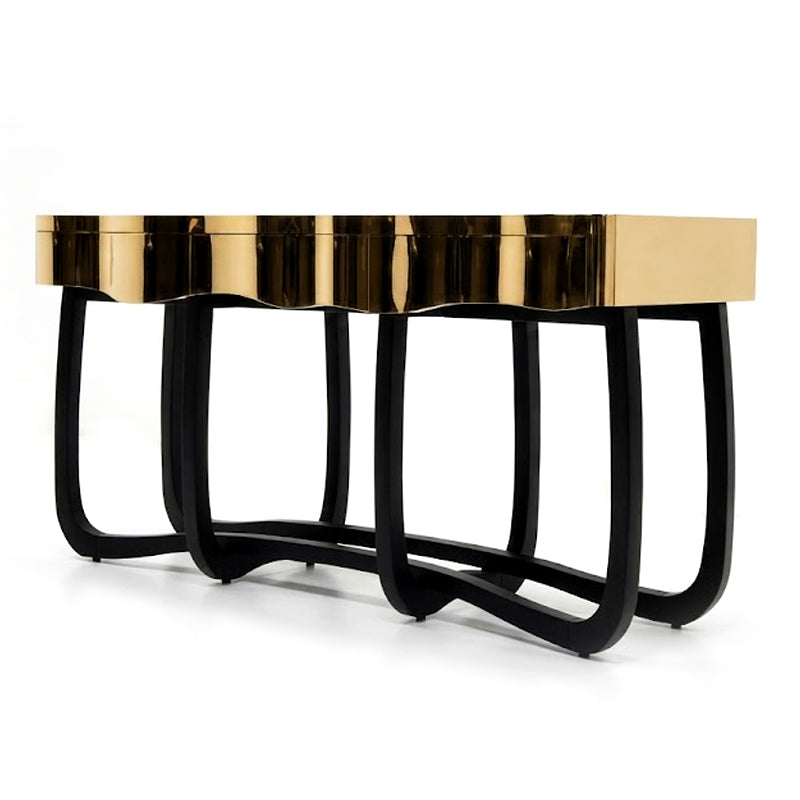 Sinuous Upscale Unique Solid Wood Designer Metal Console