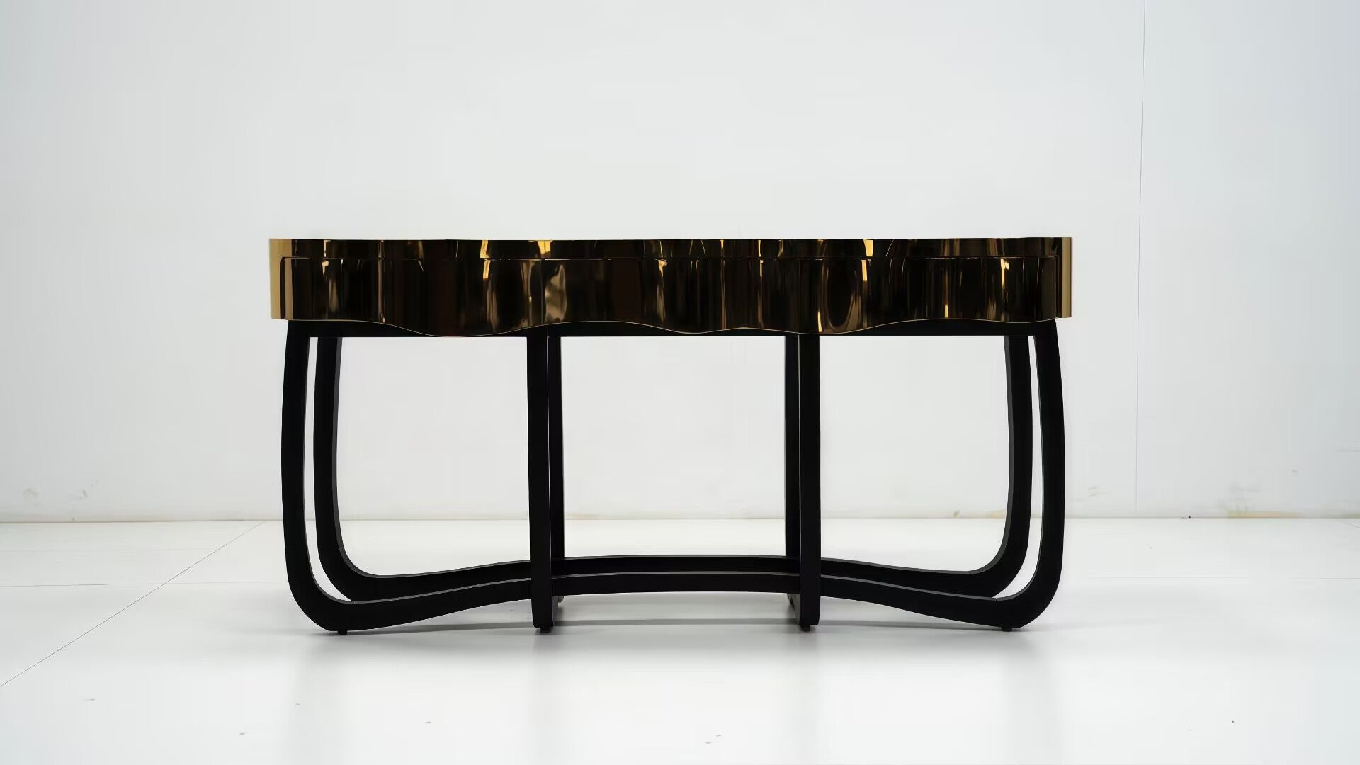 Sinuous Upscale Unique Solid Wood Designer Metal Console