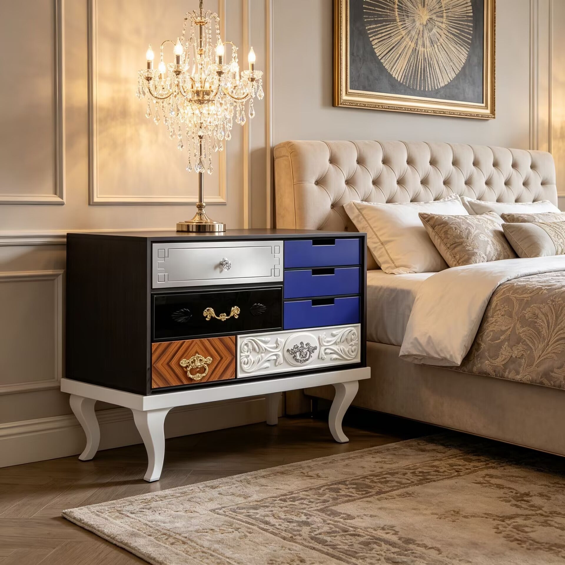 Soho Luxurious Unique Creativity High-End Solid Wood Nightstand