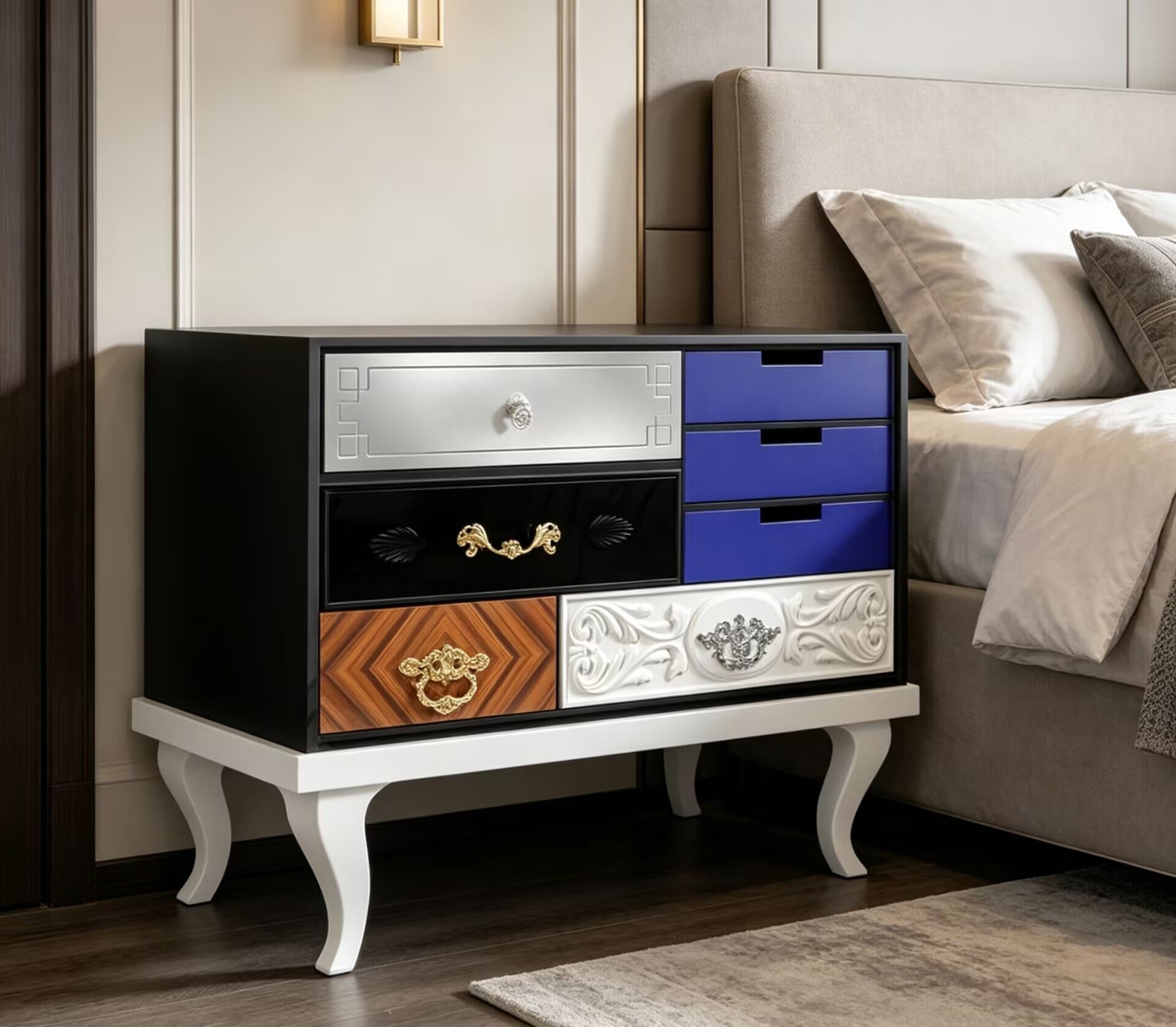 Soho Luxurious Unique Creativity High-End Solid Wood Nightstand