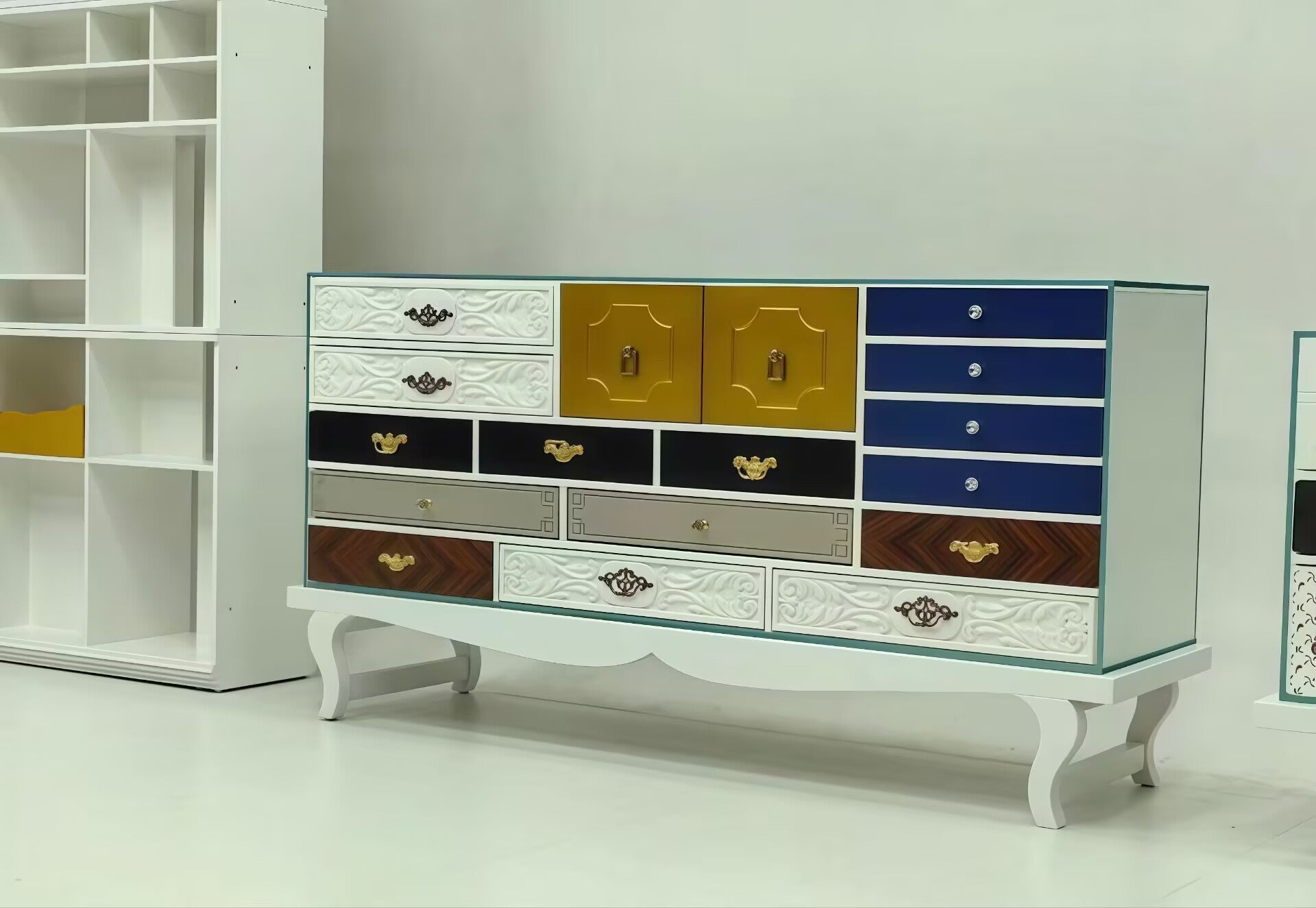 SOHO Italian neoclassical solid wood colored high-end sideboard