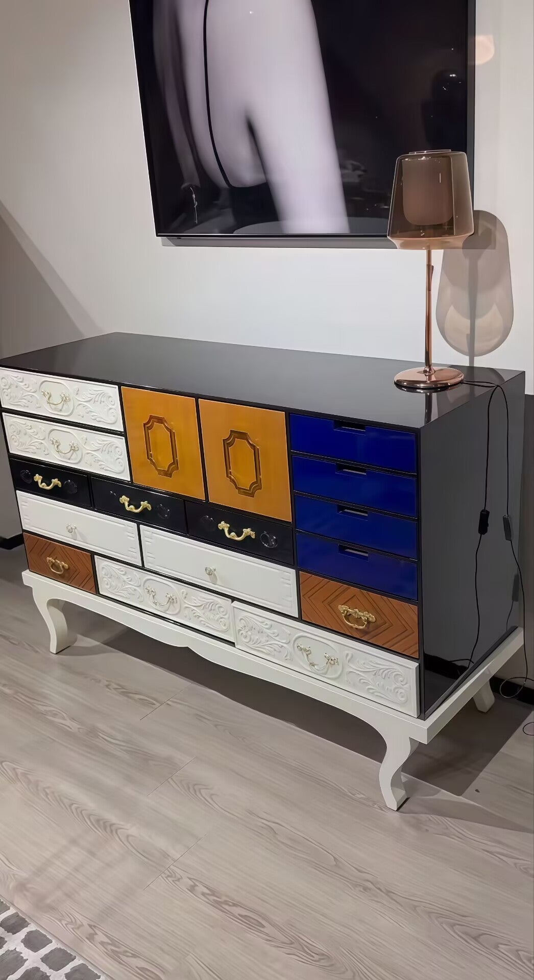 SOHO Italian neoclassical solid wood colored high-end sideboard