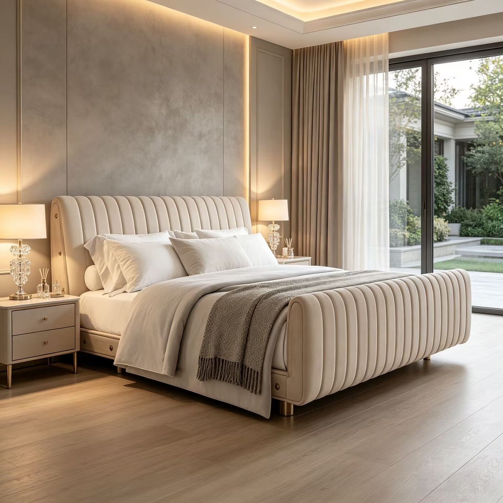 Sophia Villa Bedroom Luxury Modern Artistic Fabric Double Bed