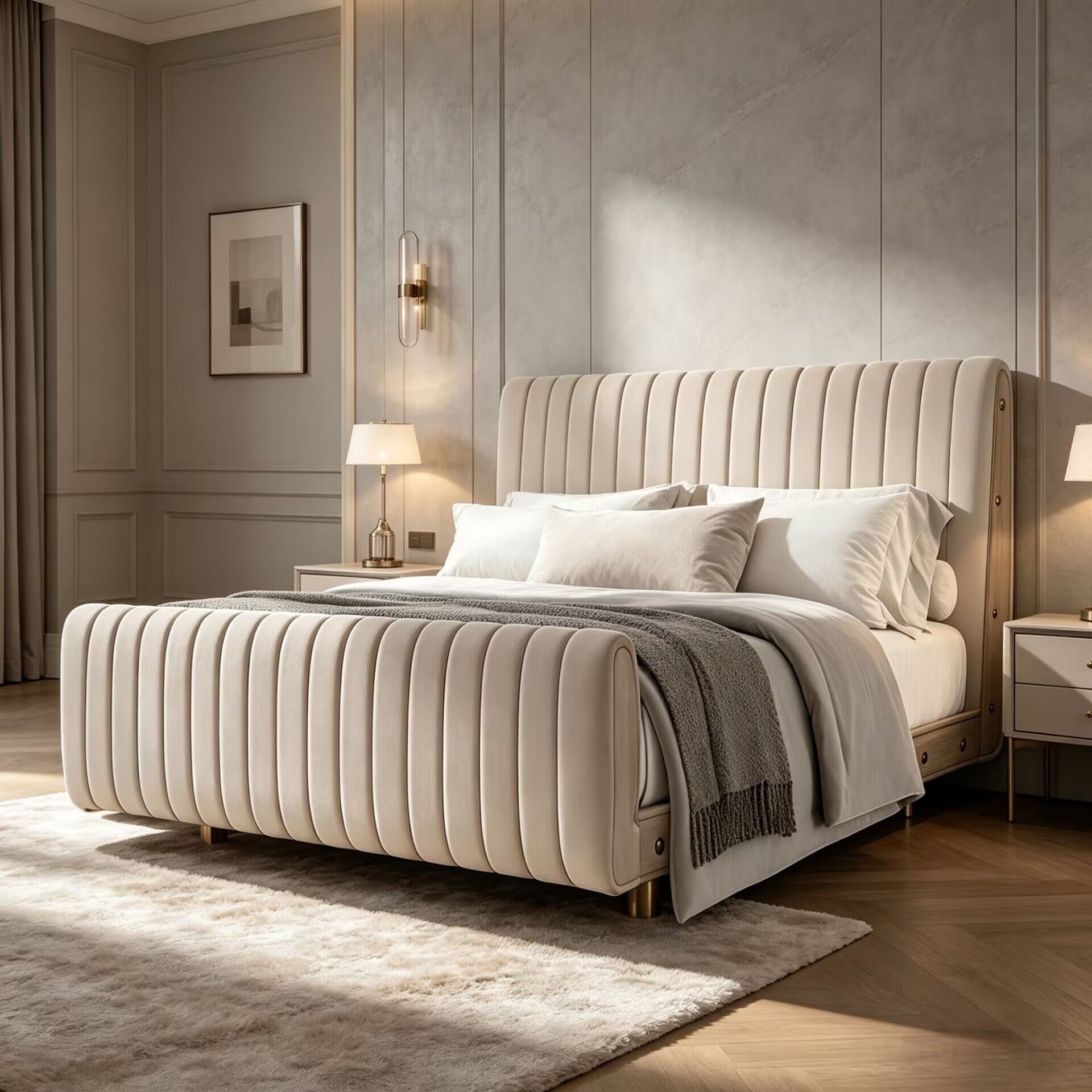 Sophia Villa Bedroom Luxury Modern Artistic Fabric Double Bed