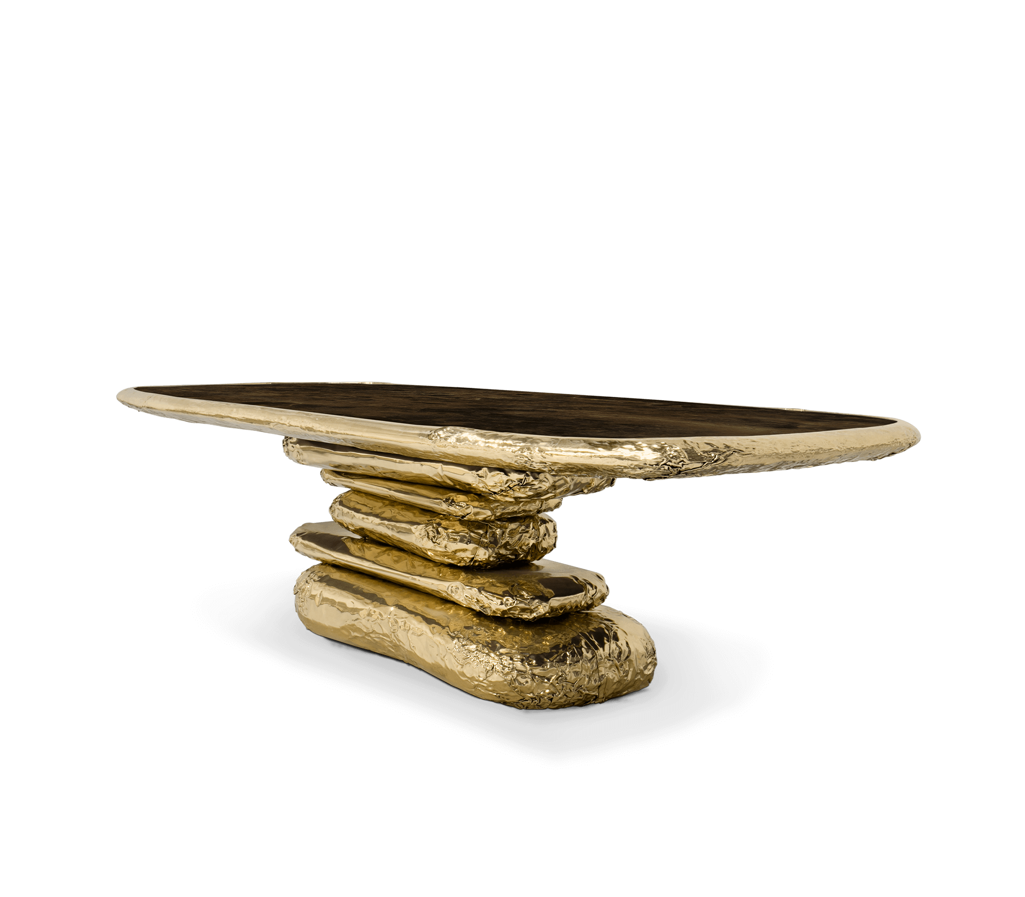 STONEHENGE Luxury marble and copper rectangle dining table