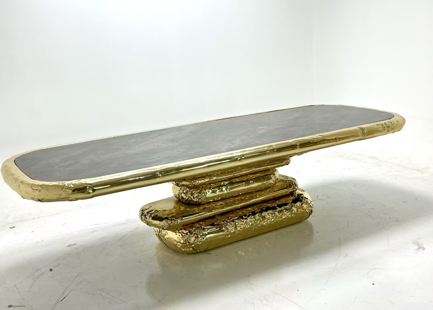 STONEHENGE Luxury marble and copper rectangle dining table