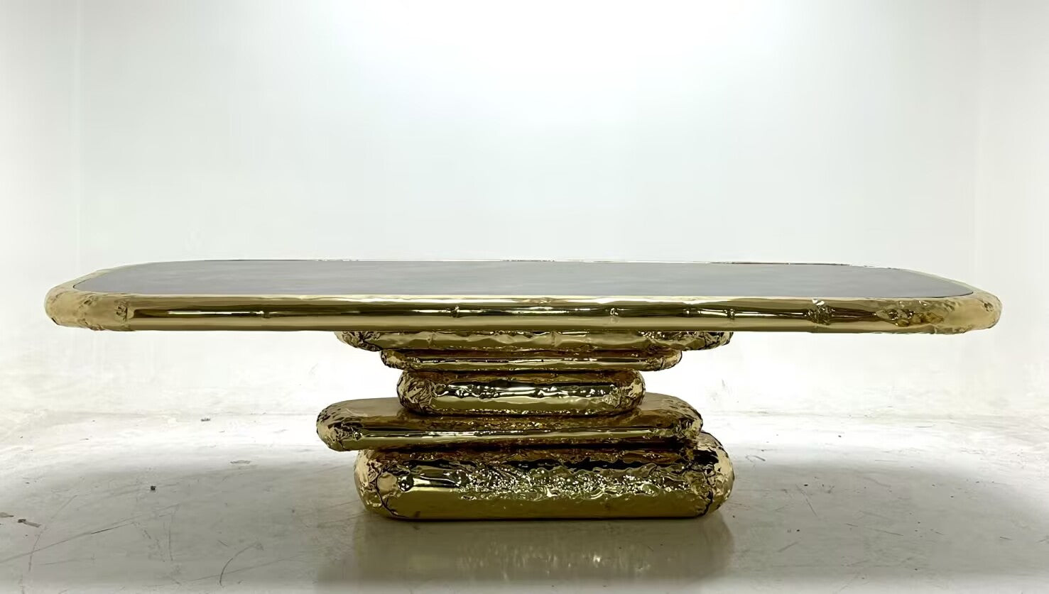 STONEHENGE Luxury marble and copper rectangle dining table