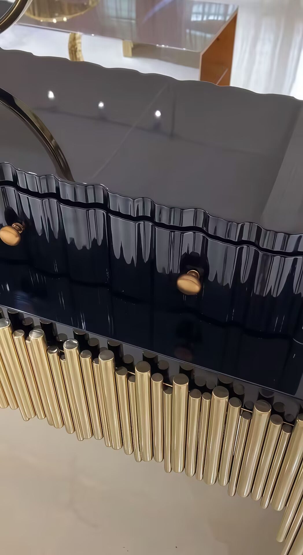 طاولة تزيين SYMPHONY VANITY لغرفة النوم، طاولة تزيين نحاسية فنية عالية الجودة ومبتكرة 