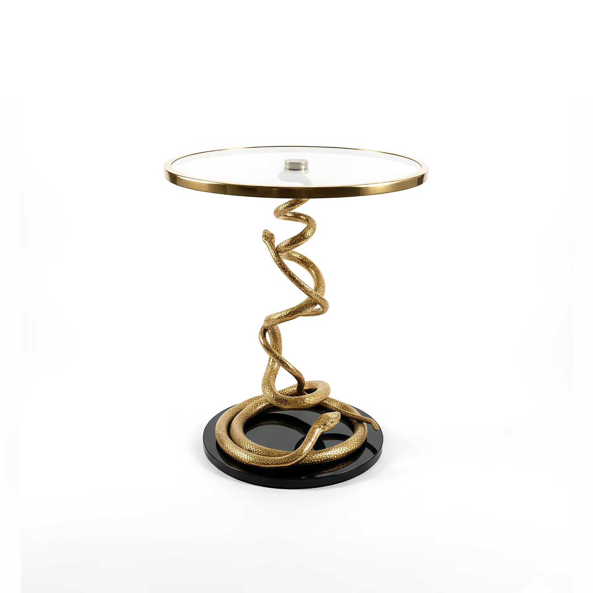 Safari Luxury Art Brass Creative Glass Round Living Room Side Table
