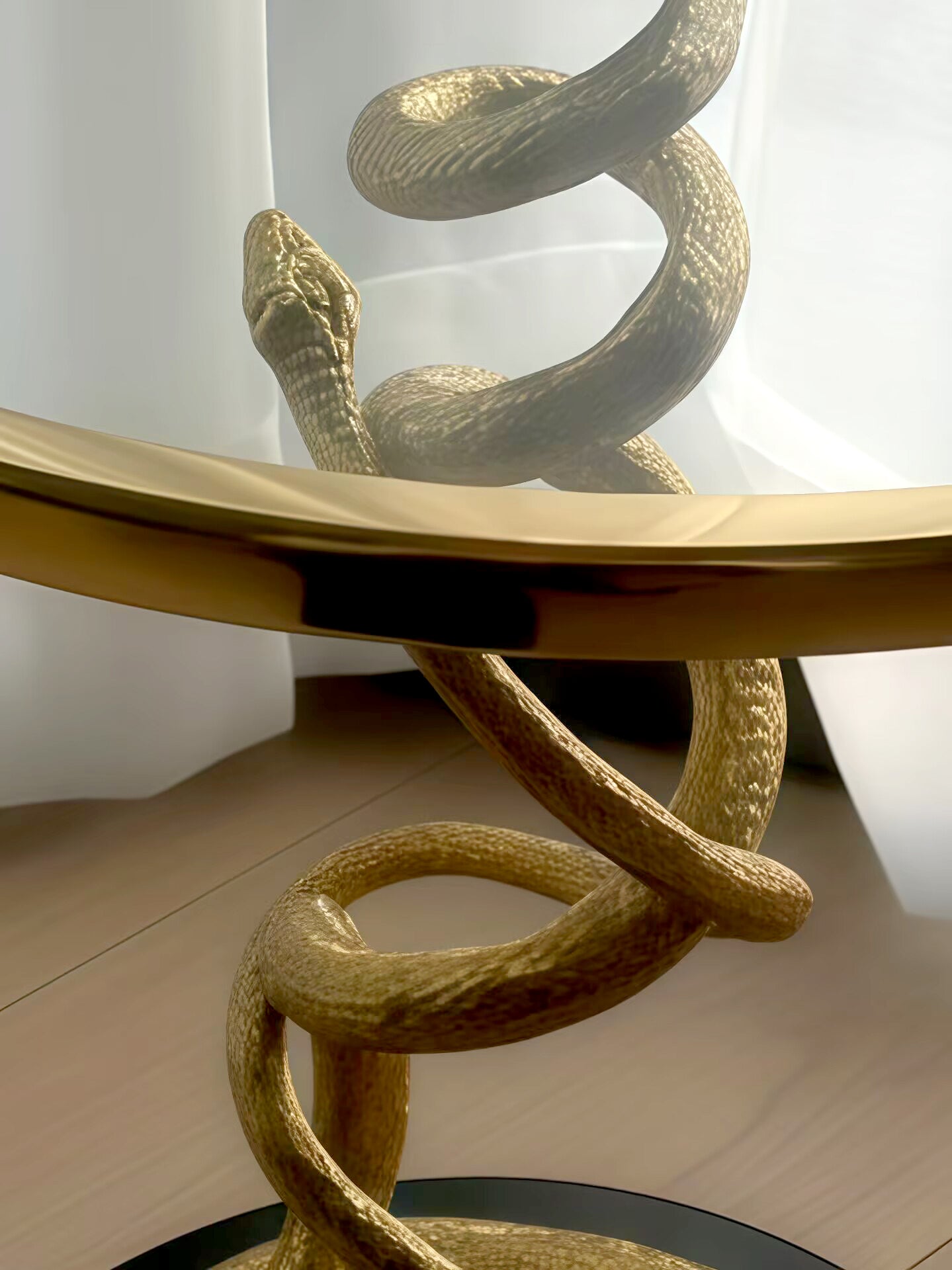 Safari Luxury Art Brass Creative Glass Round Living Room Side Table