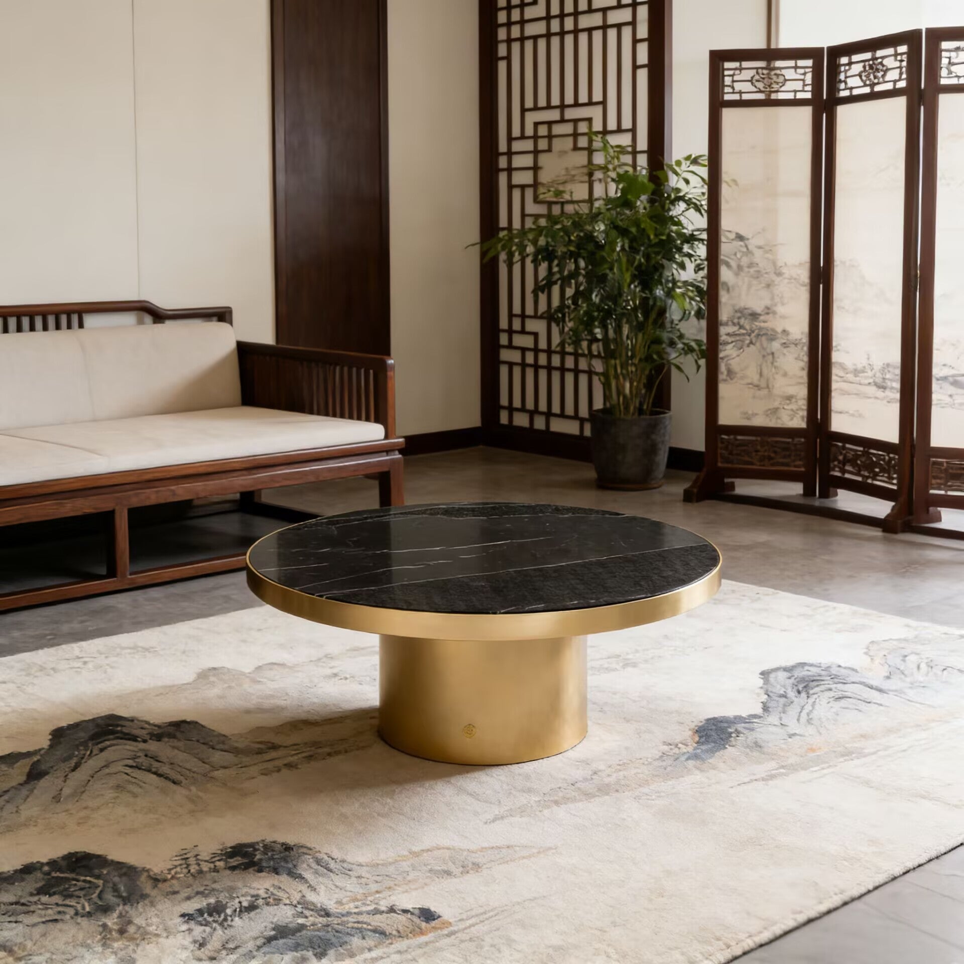 Sahara Creativity Unique Art Natural Marble Circular Coffee Table