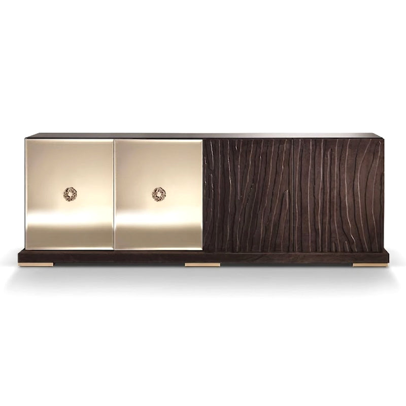 Sahara Modern Simplicity Glass Solid Wood Storage Sideboard