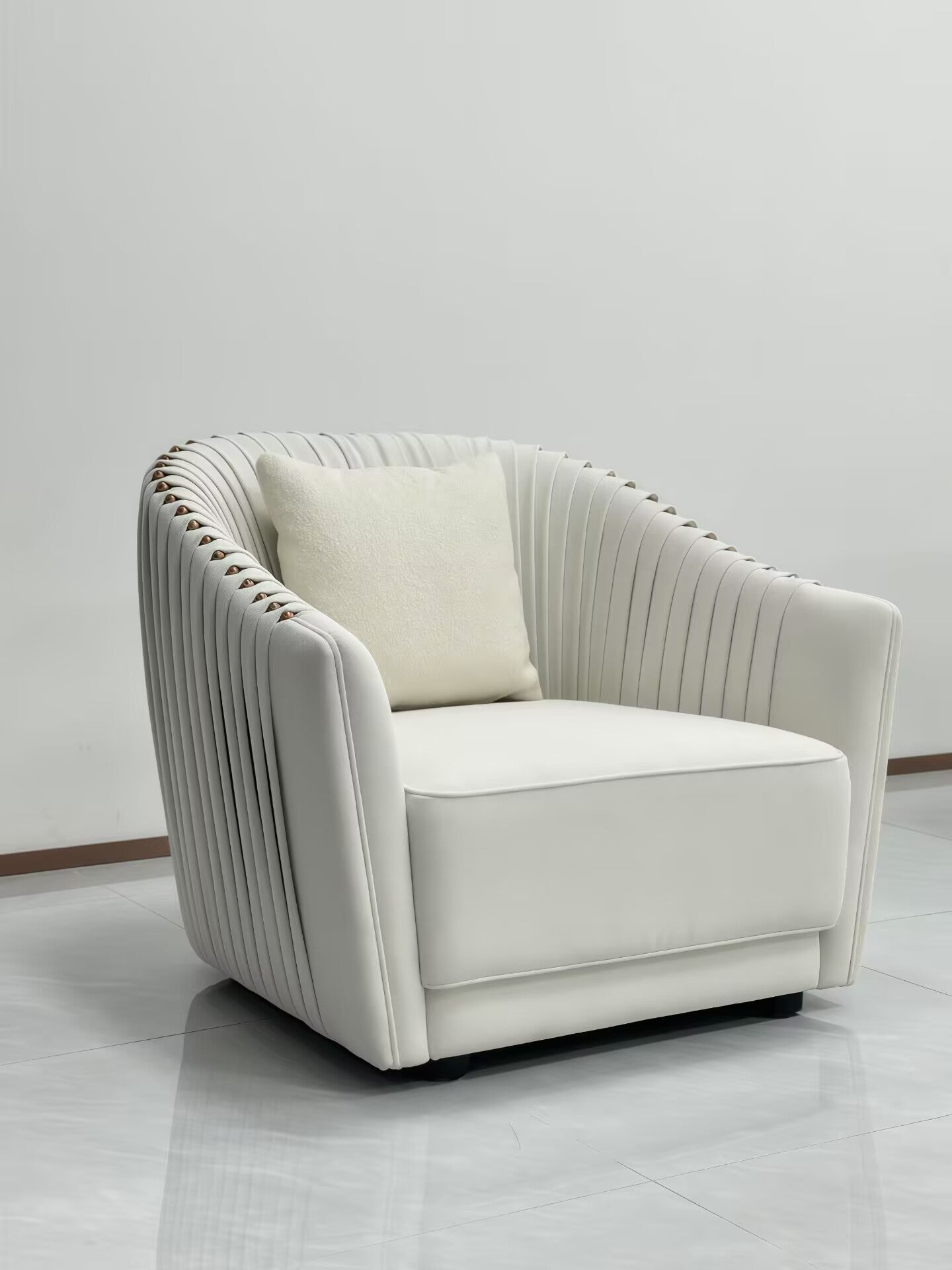 Sharpei Designer Living Room Creative Solid Wood Leather Sofa Chair