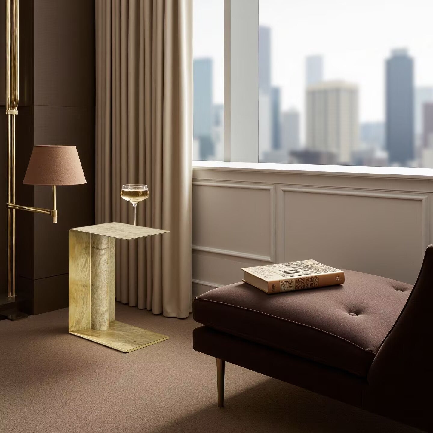 Luxury High End Irregular Creativity Marble Metal Modular Side Table